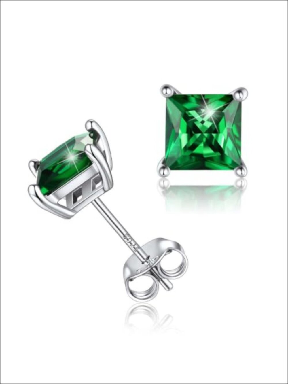 925 Sterling Silver Birthstone Stud Earrings Heart Round Princess Cut